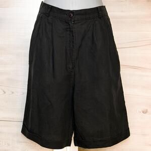 Vintage 80s Alexandria Ramie Cotton Walking Shorts Black Size 8 Retro Minimalist